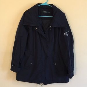 Navy Water Resistant Zip-Front Jacket with Hood